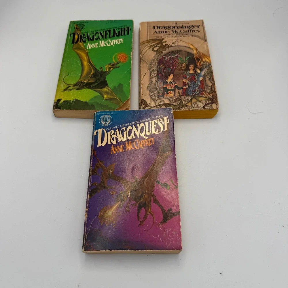 Anne McCaffrey Dragonriders of Pern Paperback Lot Dragonflight Dragonquest 3 Bks